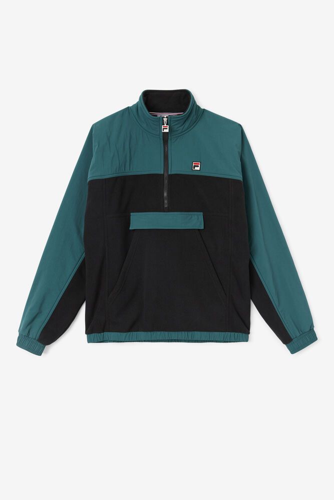 Fila Jakke Herre Sort/Grøn Erick 1/2 Zip Pullover QNA-561934